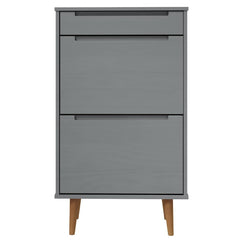 vidaXL Shoe Cabinet MOLDE Grey 59,5x35x103 cm Solid Wood Pine 4