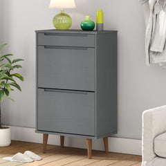 vidaXL Shoe Cabinet MOLDE Grey 59,5x35x103 cm Solid Wood Pine 1