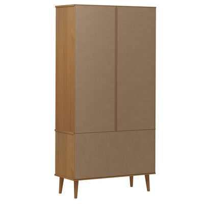 Vitrine Cabinet MOLDE Brown 90x35x175 cm Solid Wood Pine