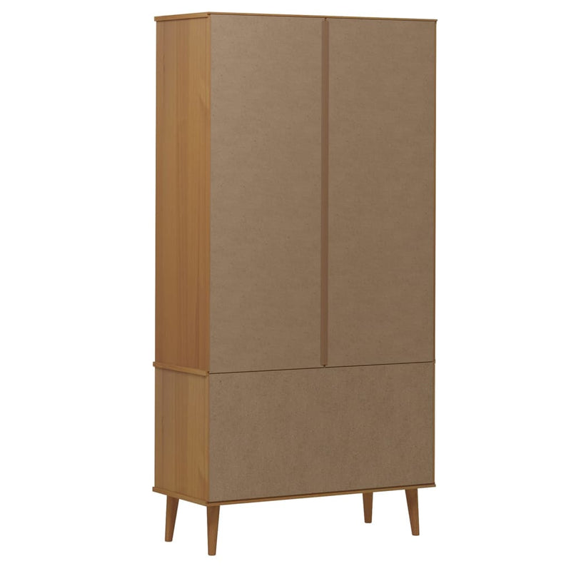 Vitrine Cabinet MOLDE Brown 90x35x175 cm Solid Wood Pine