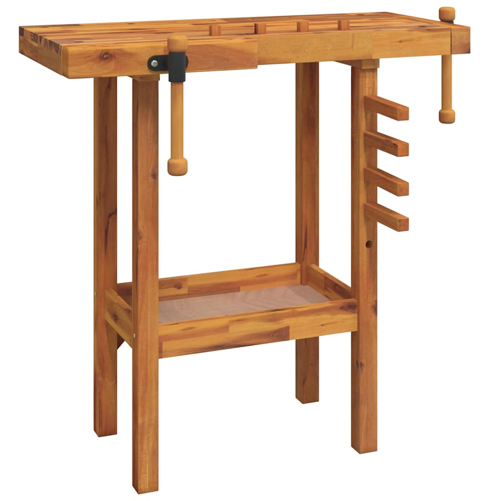 vidaXL Workbench with Vices 92x48x83 cm Solid Wood Acacia 2