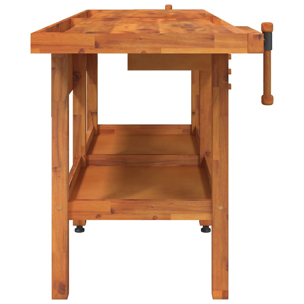 Workbench with Drawers and Vices 192x62x83 cm Solid Wood Acacia Without cabinet