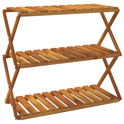 3-Tier Folding Shelf Brown 70x31x63 cm Solid Wood Acacia