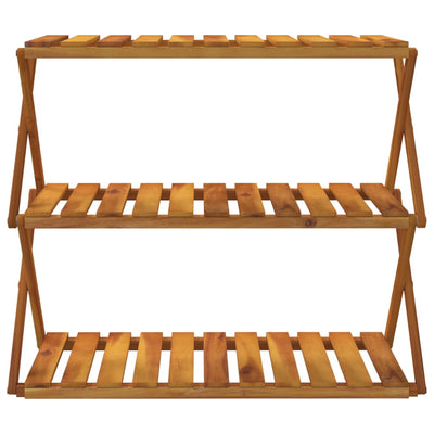 3-Tier Folding Shelf Brown 70x31x63 cm Solid Wood Acacia