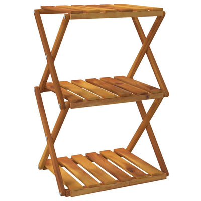 3-Tier Folding Shelf Brown 43x31x63 cm Solid Wood Acacia