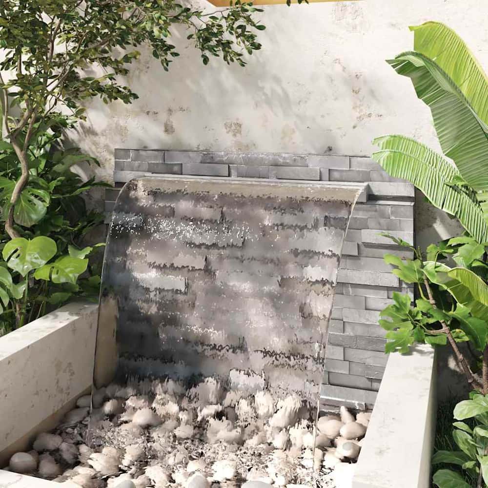 Rectangular Waterfall Pool Fountain Stainless Steel 110 cm (connector inside)