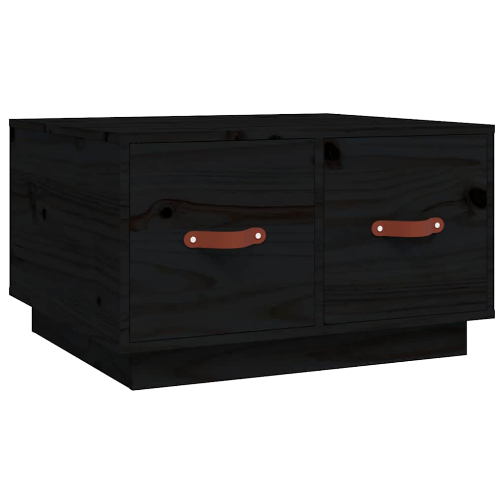 vidaXL Coffee Table Black 60x53x35 cm Solid Wood Pine 2