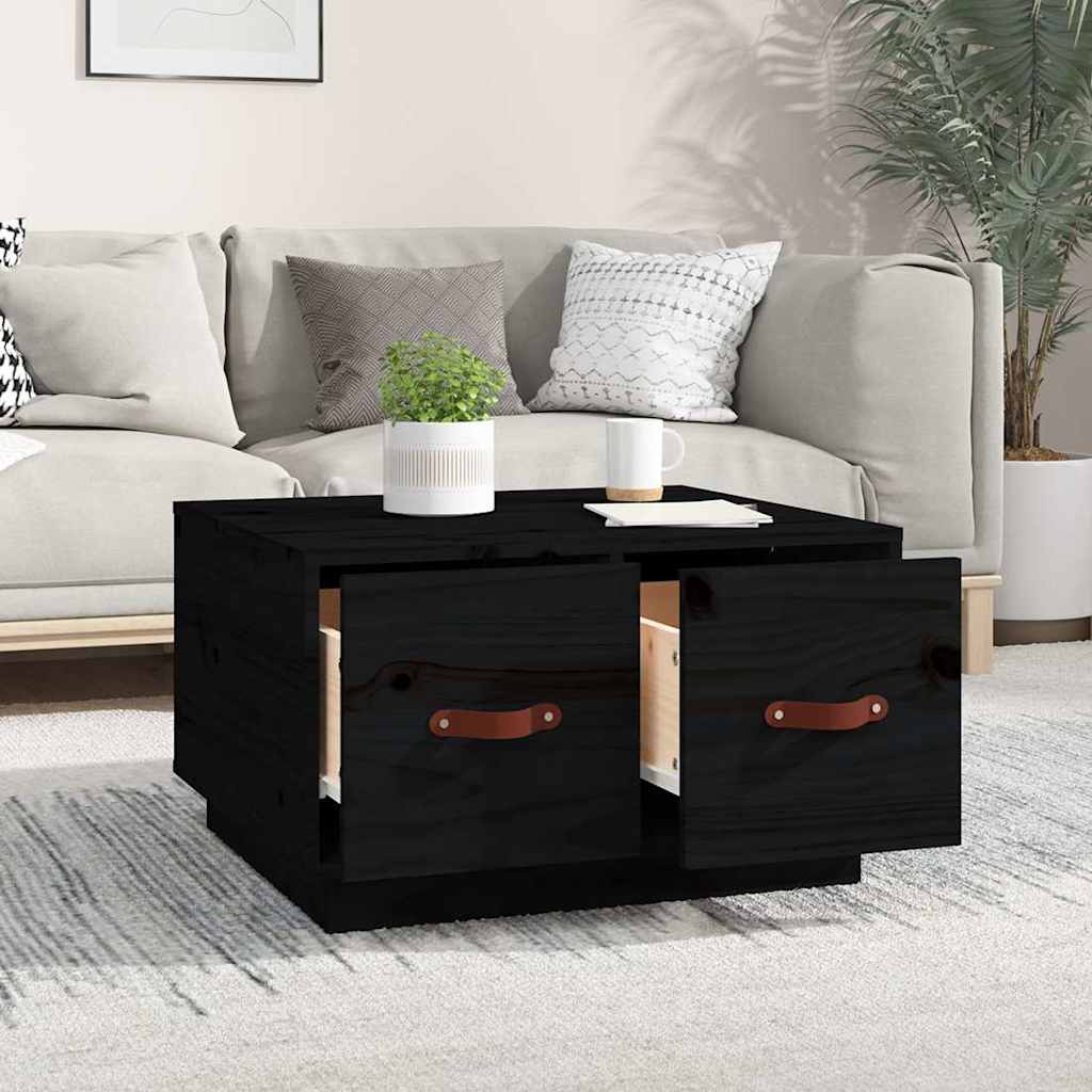 vidaXL Coffee Table Black 60x53x35 cm Solid Wood Pine 3