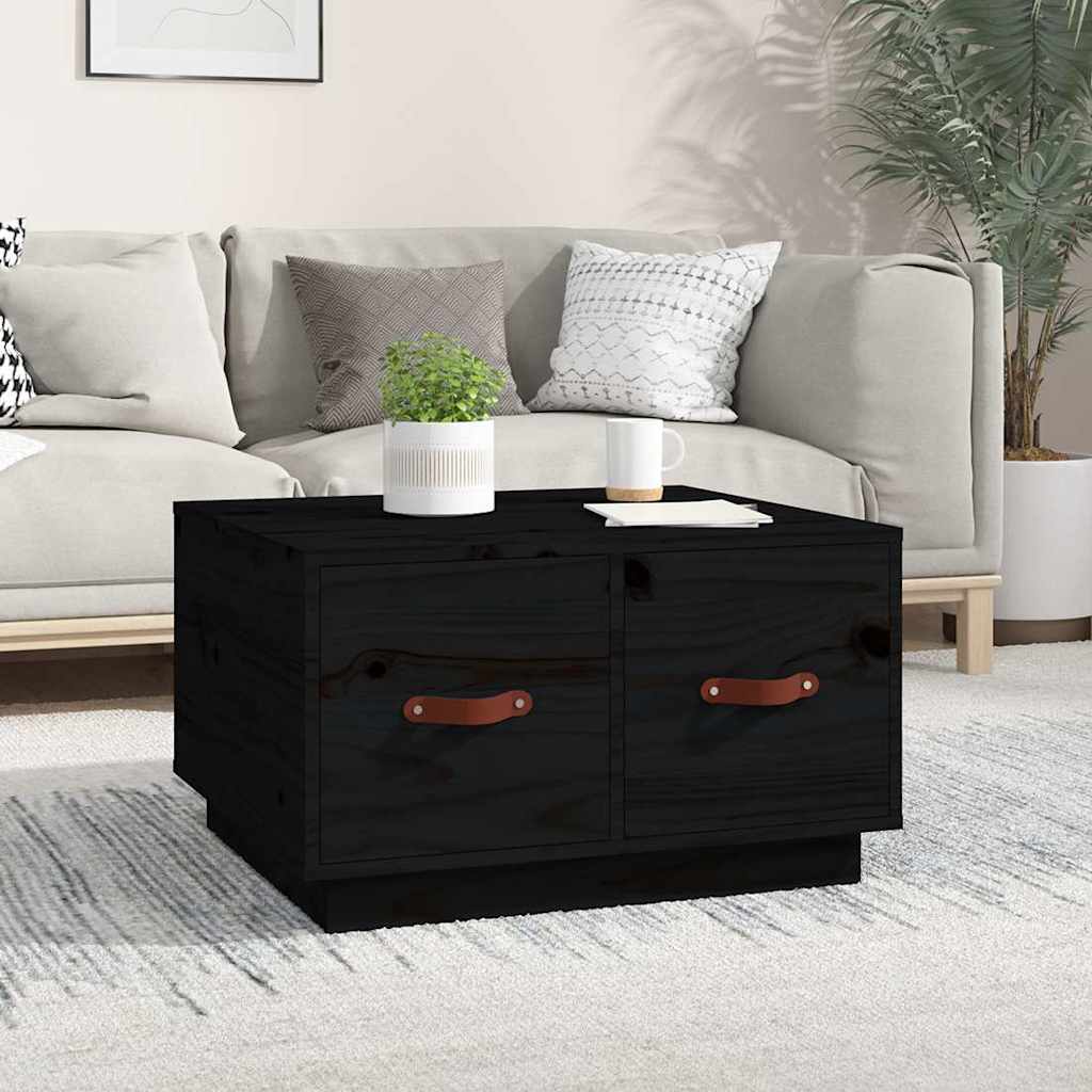 vidaXL Coffee Table Black 60x53x35 cm Solid Wood Pine 1