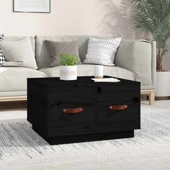 vidaXL Coffee Table Black 60x53x35 cm Solid Wood Pine 1