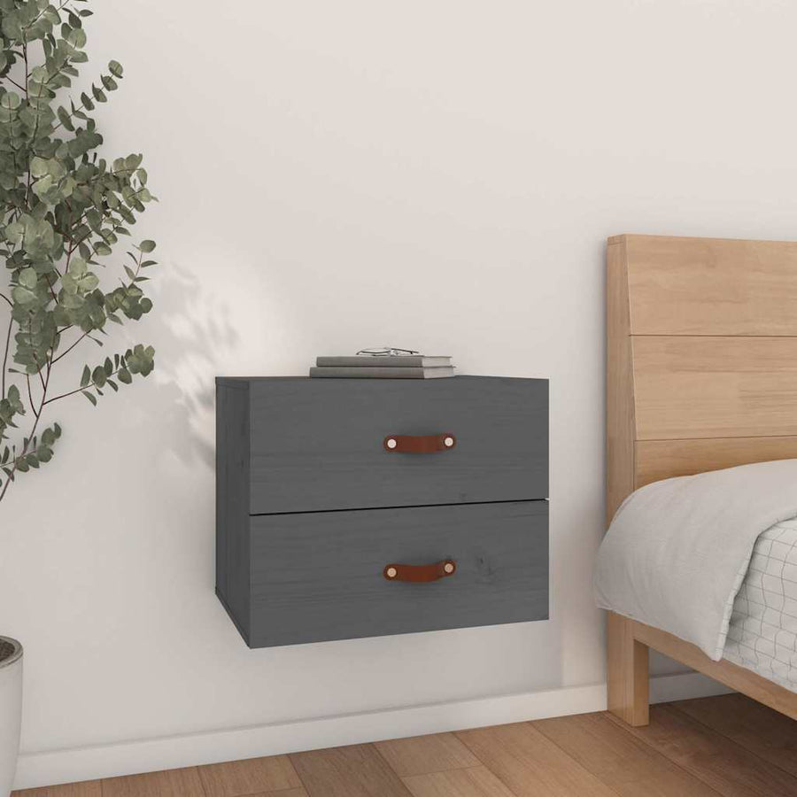 vidaXL Wall-mounted Bedside Cabinet Grey 50x36x40 cm 1