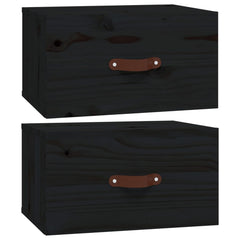 vidaXL Wall-mounted Bedside Cabinets 2 pcs Black 40x29.5x22 cm 2