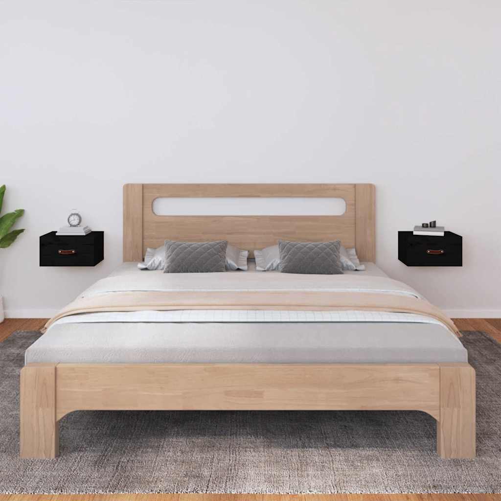 vidaXL Wall-mounted Bedside Cabinets 2 pcs Black 40x29.5x22 cm 1