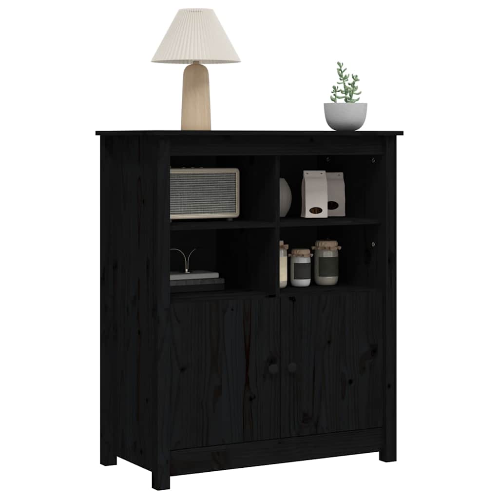 vidaXL Sideboard Black 83x41.5x100 cm Solid Wood Pine 4