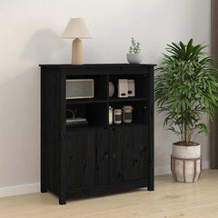 vidaXL Sideboard Black 83x41.5x100 cm Solid Wood Pine 1