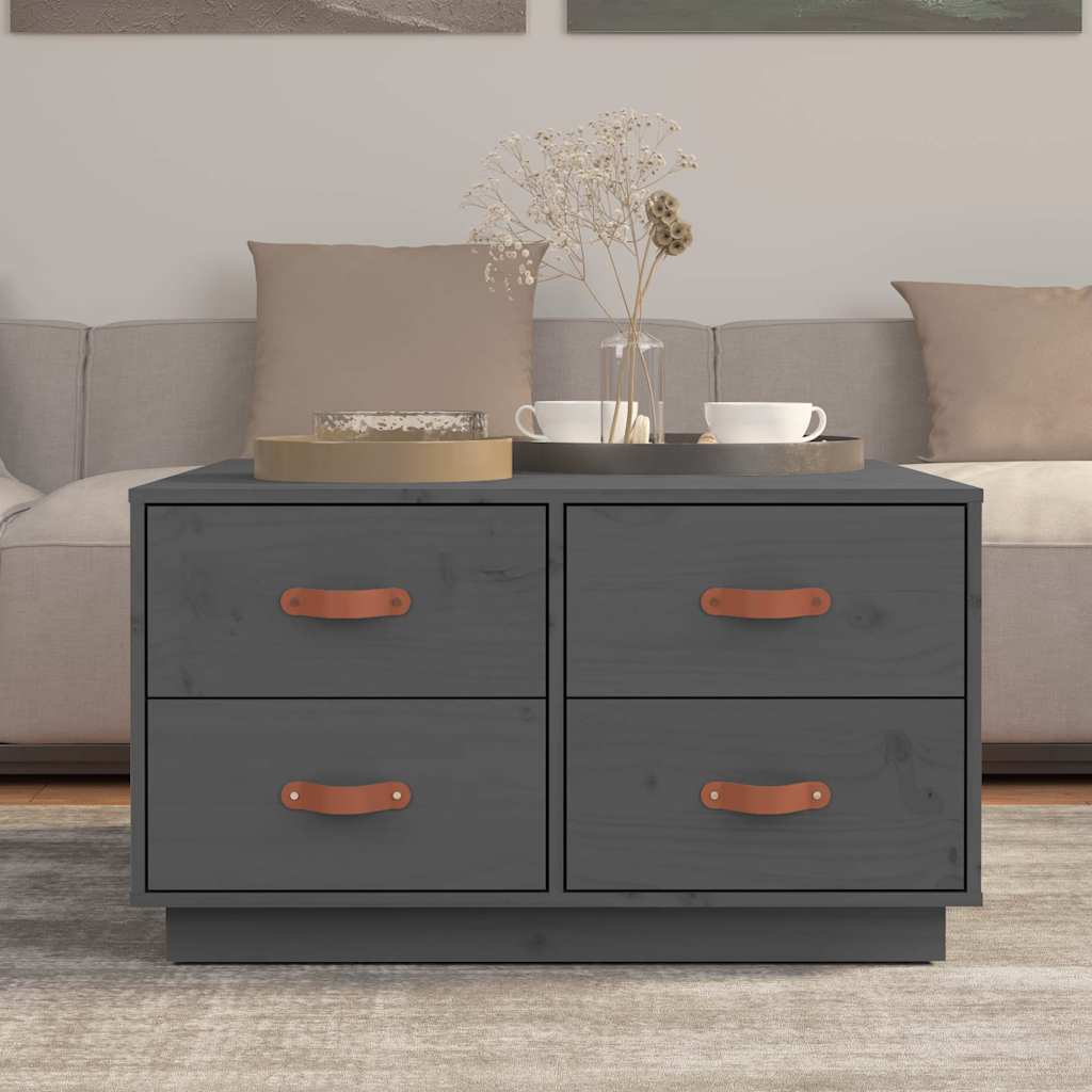 Coffee Table 80x80x45 cm Solid Wood Pine Grey