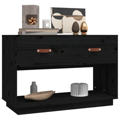 vidaXL TV Cabinet Black 90x40x60 cm Solid Wood Pine 4