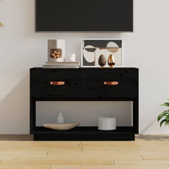 vidaXL TV Cabinet Black 90x40x60 cm Solid Wood Pine 1