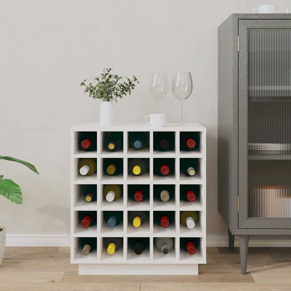 vidaXL Wine Cabinet White 55,5x34x61 cm Solid Wood Pine 3