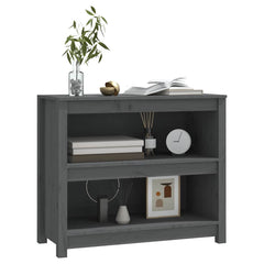 vidaXL Book Cabinet Grey 80x35x68 cm Solid Wood Pine 6