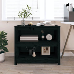 Book Cabinet 80x35x97 cm Solid Wood Pine Black 68 cm