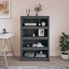 Book Cabinet 80x35x97 cm Solid Wood Pine Grey 126 cm