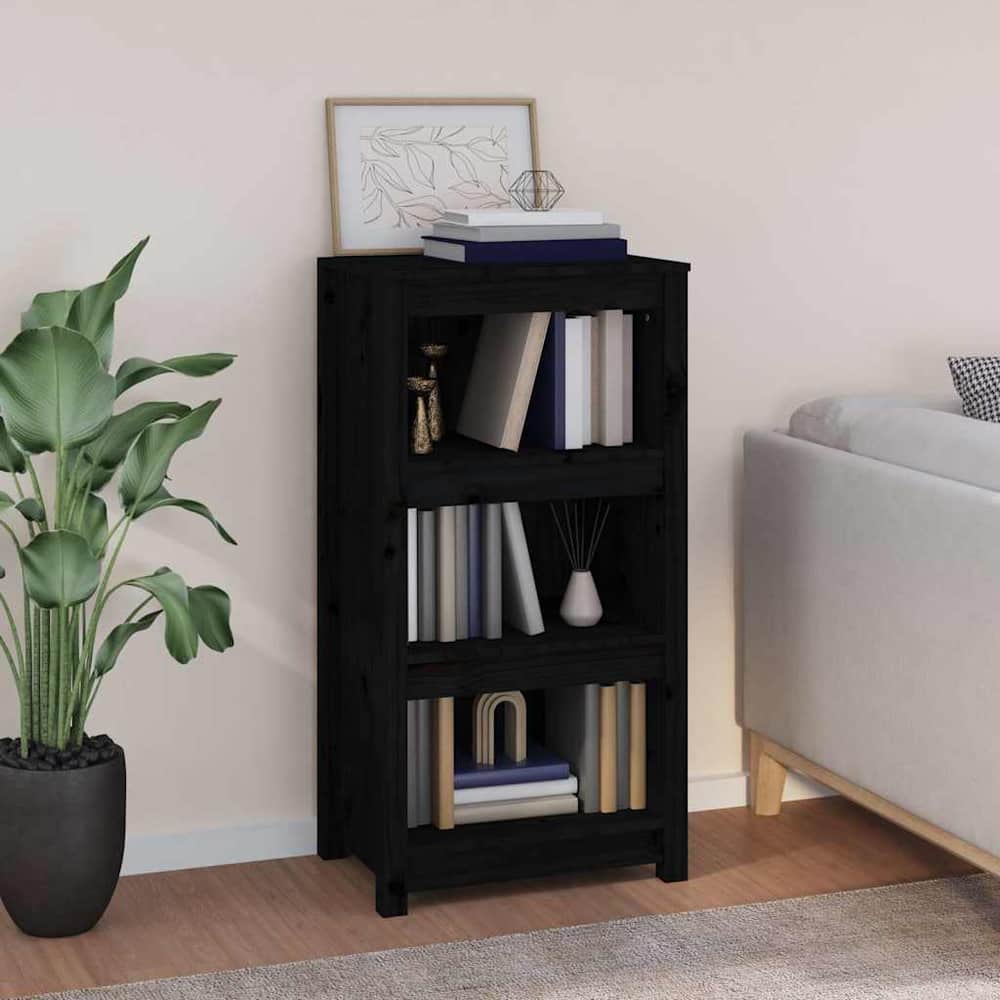 Book Cabinet 50x35x154 cm Solid Wood Pine Black 97 cm