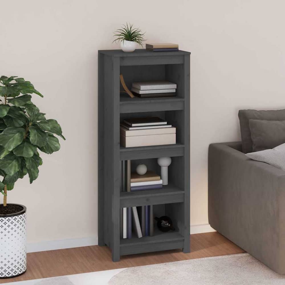 Book Cabinet 50x35x154 cm Solid Wood Pine Grey 125.5 cm