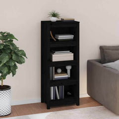 Book Cabinet 50x35x154 cm Solid Wood Pine Black 125.5 cm