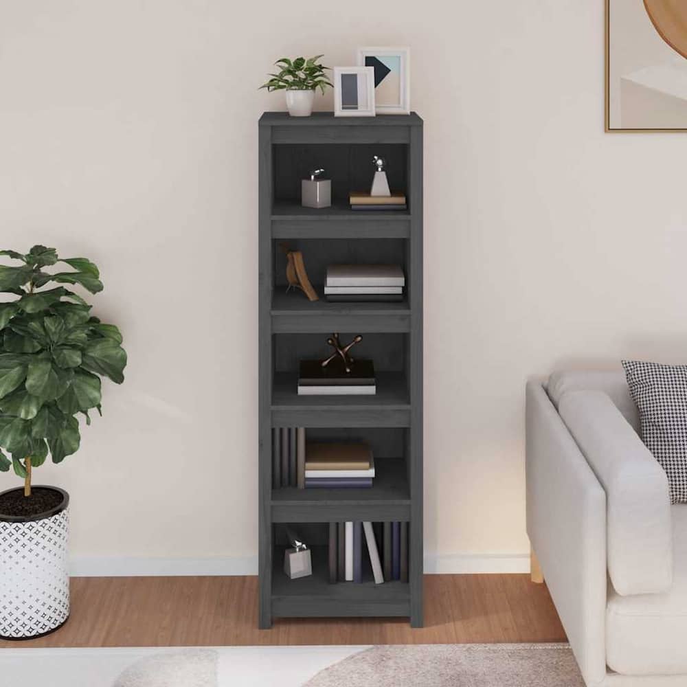 Book Cabinet 50x35x154 cm Solid Wood Pine Grey 154 cm