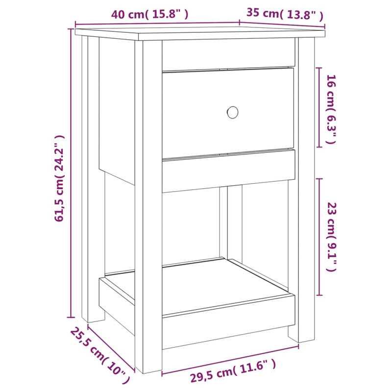 Bedside Cabinet 40x35x61.5 cm Solid Wood Pine