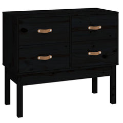 vidaXL Console Cabinet Black 90x40x78 cm Solid Wood Pine 2