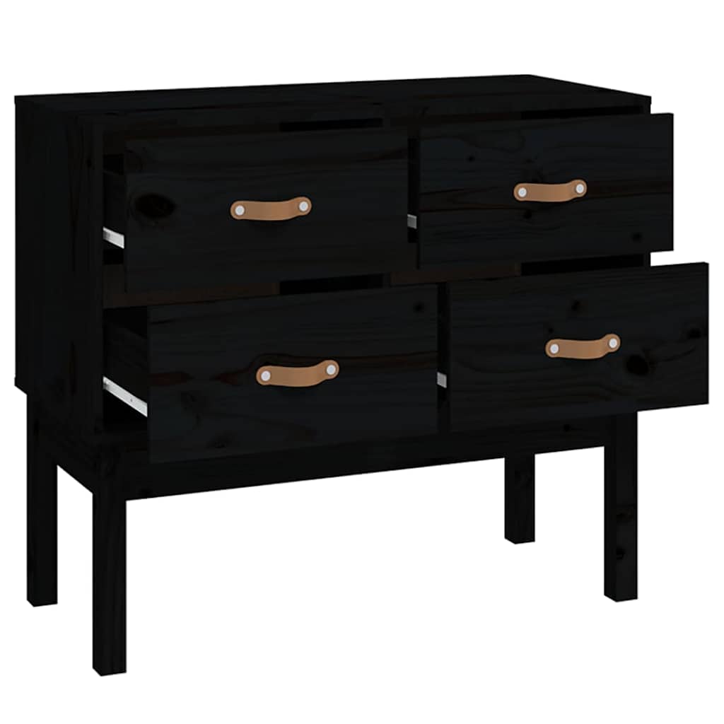 vidaXL Console Cabinet Black 90x40x78 cm Solid Wood Pine 4