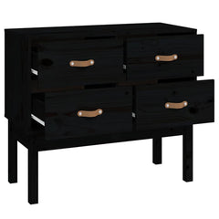 vidaXL Console Cabinet Black 90x40x78 cm Solid Wood Pine 4