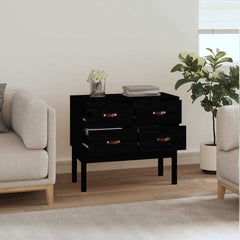 vidaXL Console Cabinet Black 90x40x78 cm Solid Wood Pine 6