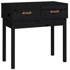 vidaXL Console Table Black 76.5x40x75 cm Solid Wood Pine 2