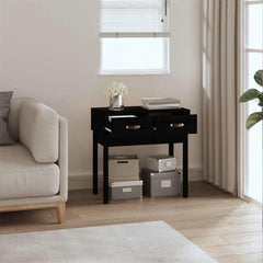 vidaXL Console Table Black 76.5x40x75 cm Solid Wood Pine 6