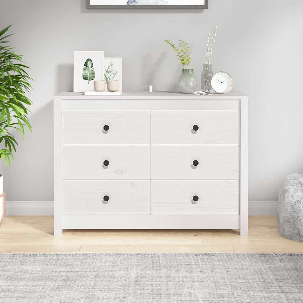 Side Cabinet Solid Wood Pine White 100 x 40 x 72 cm