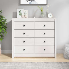 Side Cabinet Solid Wood Pine White 100 x 40 x 90 cm