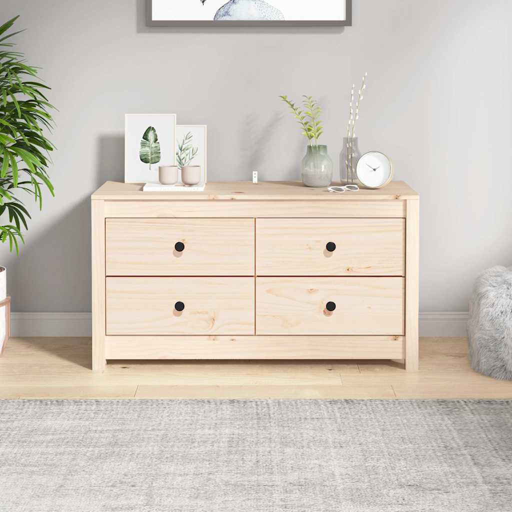 Side Cabinet Solid Wood Pine Natural 100 x 40 x 54 cm
