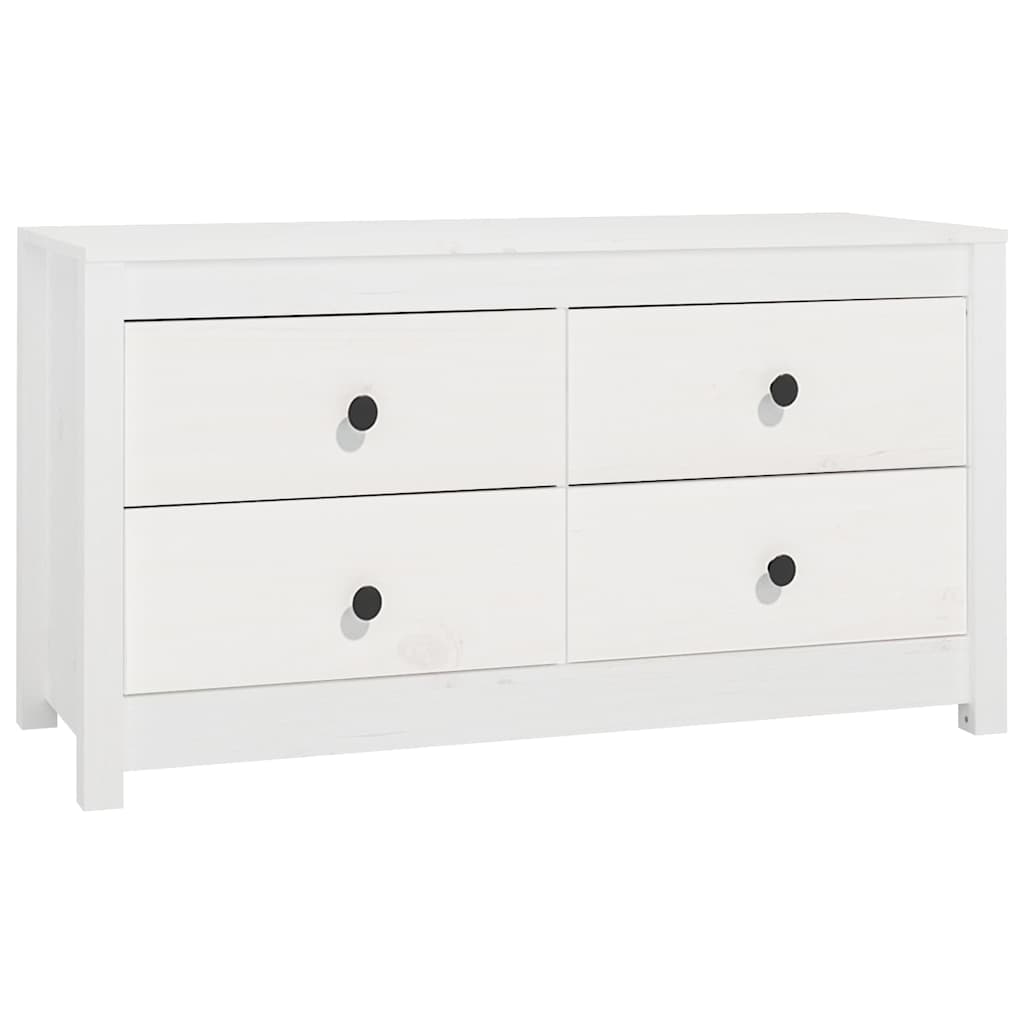 Side Cabinet Solid Wood Pine White 100 x 40 x 54 cm