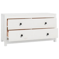 Side Cabinet Solid Wood Pine White 100 x 40 x 54 cm