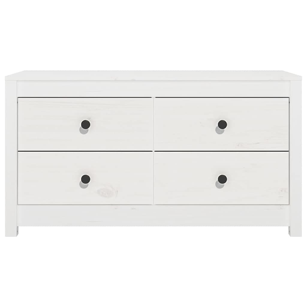 Side Cabinet Solid Wood Pine White 100 x 40 x 54 cm