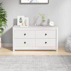Side Cabinet Solid Wood Pine White 100 x 40 x 54 cm