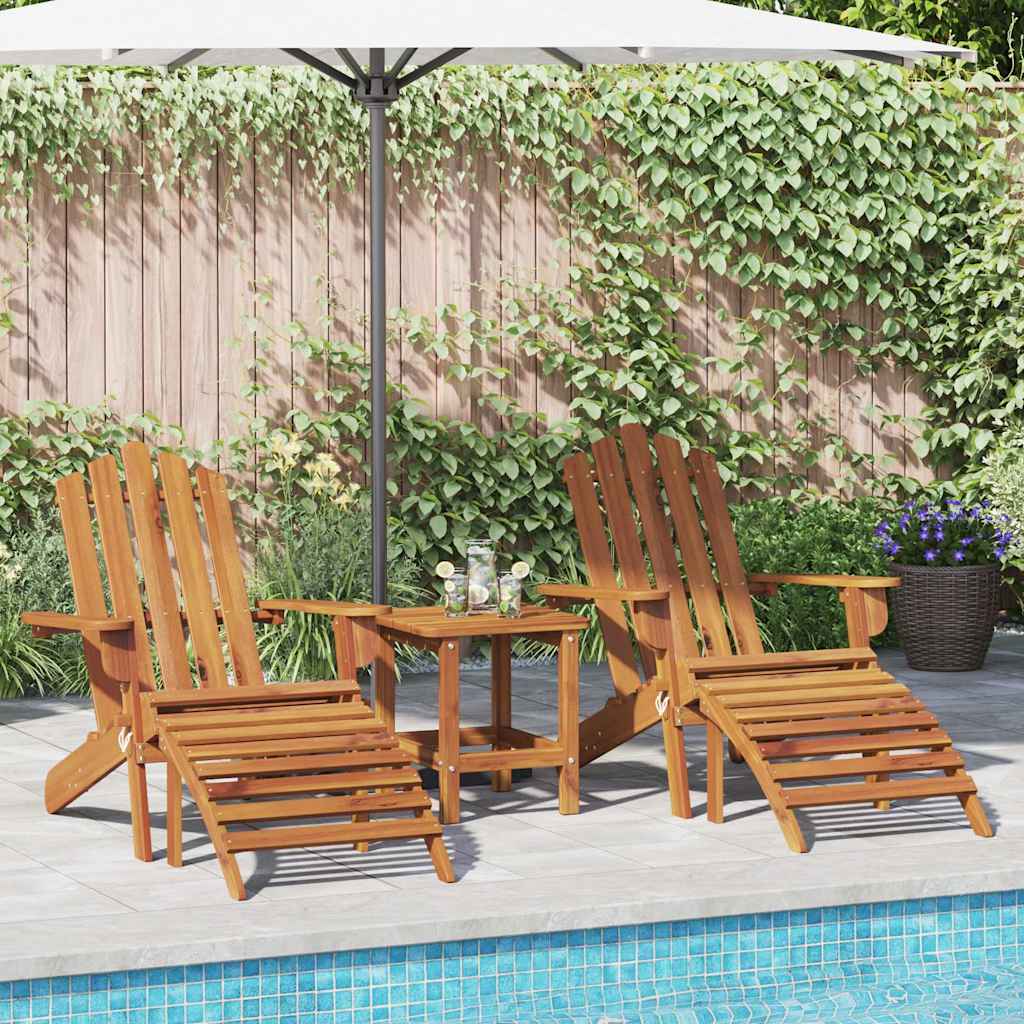 Garden Adirondack Chair Solid Acacia Wood with footrest 2