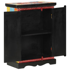 vidaXL Hand Painted Sideboard with Doors 53x30x75 cm Solid Wood Mango 3