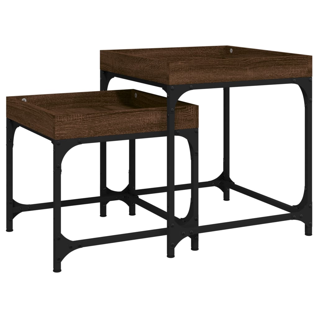 vidaXL Side Tables 2 pcs Brown Oak Engineered Wood 2