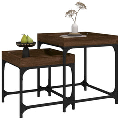 vidaXL Side Tables 2 pcs Brown Oak Engineered Wood 4