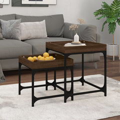 vidaXL Side Tables 2 pcs Brown Oak Engineered Wood 1