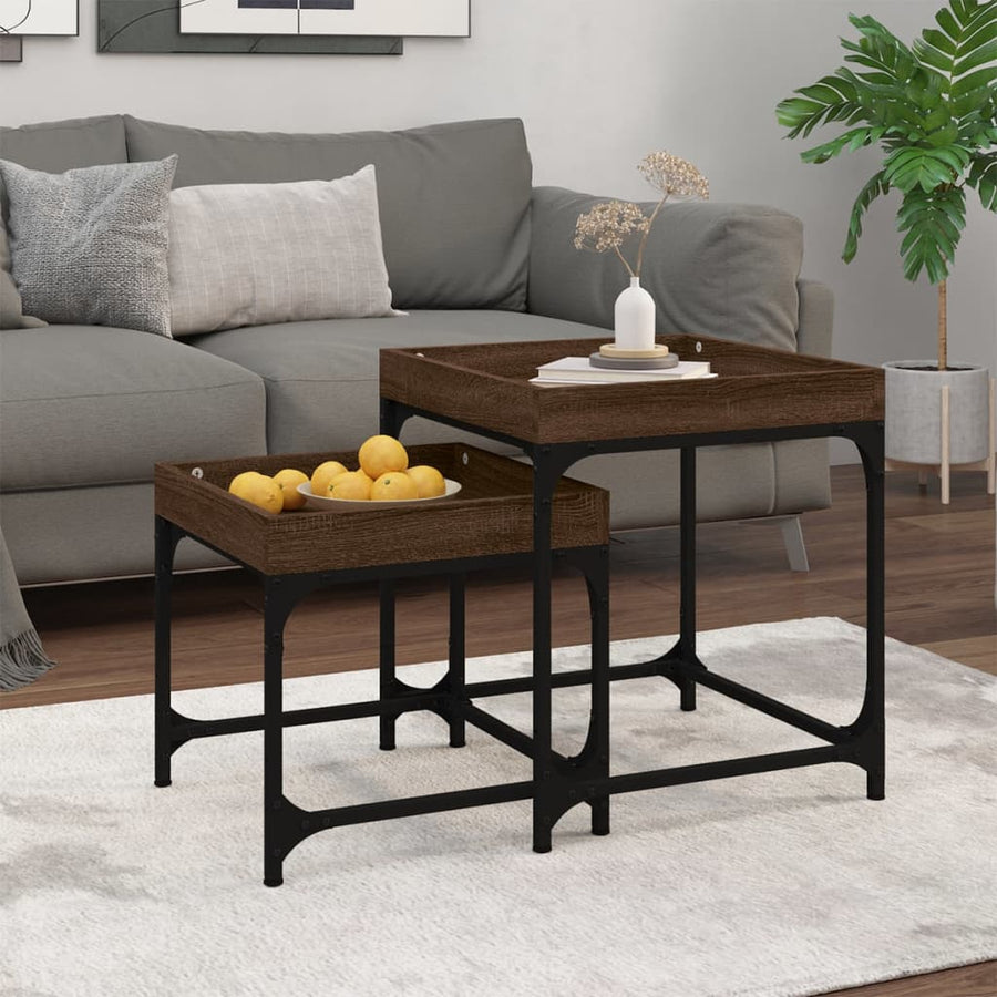 vidaXL Side Tables 2 pcs Brown Oak Engineered Wood 1
